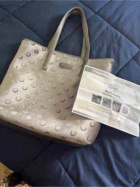 kate spade Charcoal Gray Polka Dot Velvet Tote